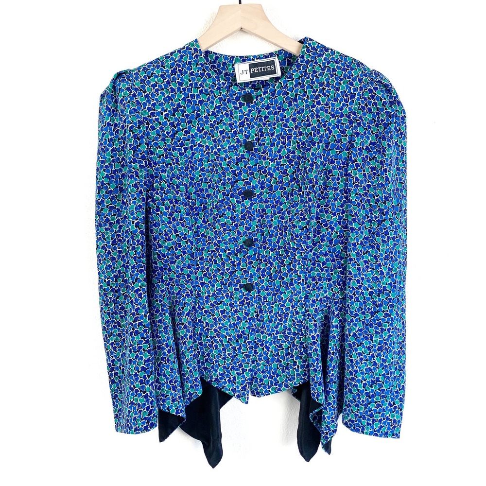 JT Petites Vintage Micro Floral Button Down Top
